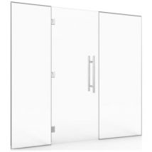 Paroi vitrée avec porte pour hammam et salle de bain 200 x 190 verre securit 8mm transparent