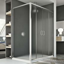 Idralite - Parois cabine de douche coulissante rectangulaire verre opaque h 185 mod. Replay Duo 2 portes 75X150 cm