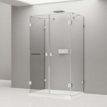 Bernstein - Cabine de douche murale en u verre trempé 8mm, Paroi de douche murale avec 2 portes battantes, Profilé chrome - 80x80x195cm - EX412