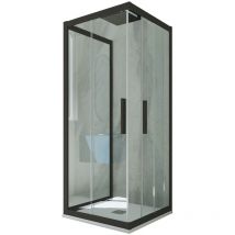 Forte - Parois douche 3 côtés 80x80 coulisse Noir Matt Kolors Trio