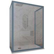 Forte - Parois douche 3 côtés 90x160 coulisse Bleu Navy Deco Trio