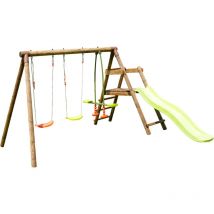 Soulet - Parque Infantil de Madera Figue con Columpio, Balancín, Cara a Cara y Tobogán - 3,50 m x 2,05 m x 2,35 m​