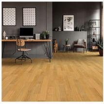 Deladeco - Parquet chêne contrecollé monolame 2 chanfreins Brunhilde Chêne Classik Premium brossé verni mat monolame 118x13 - Dimensions:118x13