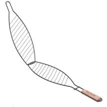 Parrilla barbacoa pescado 35x14x58 cm mango madera