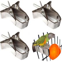 Bird Feeder for Parrots, 3 Pack, Stainless Steel, Bird Fruit Holder, Bird Feeder for Bird Cage, Vegetable Feeder, Small Animals, Bird Clips,