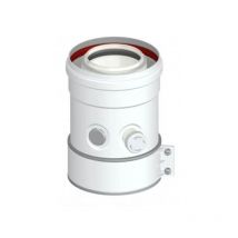 Partenza verticale coassiale con ispezione bianca per caldaia a condesazione modello ariston-chaffoteaux-radi-simat-newfar-ecoflam-elco ø60/100 NPE