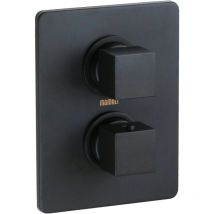 Mamoli - Partie extérieure pour mitigeur thermostatique de douche 2 voies modèle carré, couleur noir mat Mendini 3248PE00000K Noir mat