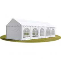 Toolport Festzelt Partyzelt 4x10 m schwerentflammbar premium, hochwertige pvc Plane 750 n in weiß 100% wasserdicht mit Bodenrahmen