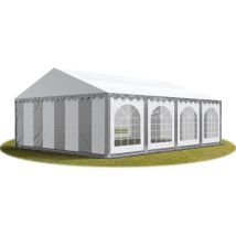 Festzelt Partyzelt 5x8 M Premium, Hochwertige Pvc Plane 750 N In Grau-weiß 100% Wasserdicht Mit Bodenrahmen - Toolport