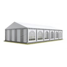Toolport Festzelt Partyzelt 6x12 m schwerentflammbar premium, hochwertige pvc Plane 750 n in grau-weiß 100% wasserdicht mit Bodenrahmen