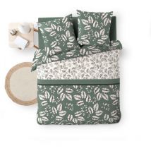 Housse de couette 220x240 cm + taies - Feuillage vert kaki