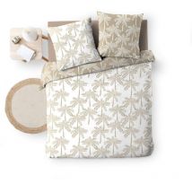 Housse de couette réversible - 240x260 cm + taies - Palmiers blancs et beiges