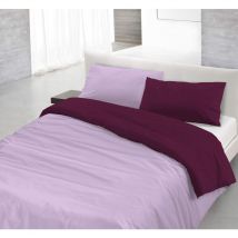 Italian Bed Linen Natural Color Parure Copri Piumino, 100% Cotone, Lilla/Prugna, Piazza e Mezza