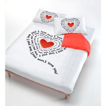 Parure Copripiumino, 100% Cotone, Multicolore (701 Cuore di Scritte), Singolo - Digital