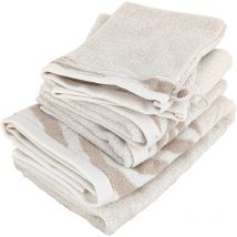 Parure de bain par 4 zebra soft uni bord zèbre beige