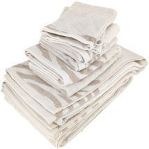 Parure de bain par 7 zebra soft uni bord zèbre beige