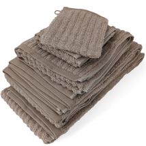 Parure de bain uni coton spectre - 7 pièces