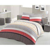 Parure de couette 3 pieces coton 57 fils rouge 240 x 260 cm - boogie