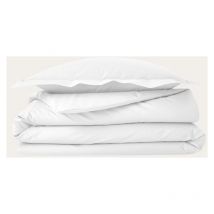 Parure de couette 240 x 220 cm + 2 taie 50 x 70 cm en percale de coton Blanc