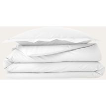 Parure de couette 240 x 220 cm + 2 taie 63 x 63 cm en percale de coton Blanc