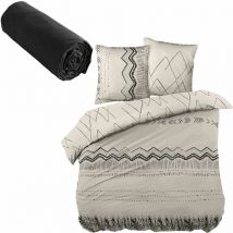 Parure de couette 260x240 berbere et drap housse 140x190 noir