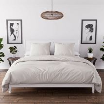 Parure housse de couette en microfibre lavée 240x220 cm boheme Naturel