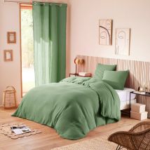 Parure de couette 'Gaze de Coton' 240 x 220 pour lit 2 Places 140 à 160 cm - Couleur : Olive