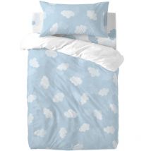 Parure de couette Happyfriday Basic Kids Bleu Lit de bébé 2 Pièces