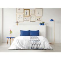 Parure de couette microfibre ambroisie - 1 housse de couette 220 x 240 cm + 2 taies d'oreiller 63 x 63 cm - Bleu