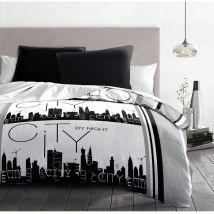 Parure de couette microfibre gris 220x240 cm - city by night