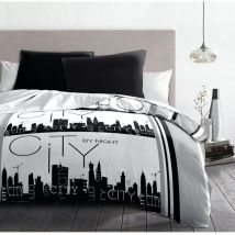 Parure de couette microfibre gris 140 x 200 cm - city by night