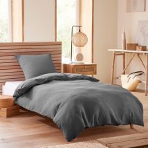 Univers D Cor - Parure de couette 'Nid d'abeille' 140 x 200 pour lit 1 place - Couleur : Ardoise