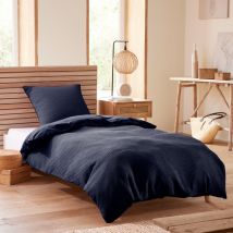 Parure de couette 'Nid d'abeille' 140 x 200 pour lit 1 place - Couleur : Orage