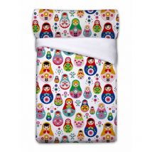 Enveloppe de couette duvet cover Pierre Cardin matryoshkas white bed de 90 3 pieces
