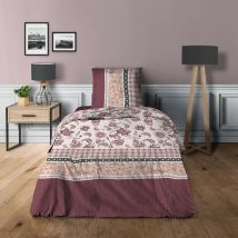 Parure de couette pour lit 90 x 190 cm Cashemire bordeaux 100% Coton / 57 Fils/cm²
