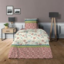 Parure de couette pour lit 90 x 190 cm Nature rouge 100% Coton / 57 Fils/cm²