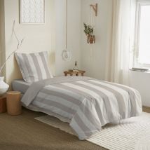 Parure de couette réversible pour lit 90 x 190 cm Deauville beige