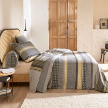 Parure de drap 100% flanelle de coton jules gris/jaune 280x300 cm