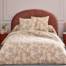 Parure de drap 100% flanelle de coton lily gris orange 240x300 cm