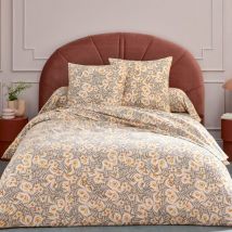 Parure de drap 100% flanelle de coton lily gris orange 280x300 cm