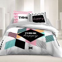 Parure de drap 2 places king coton - Happy