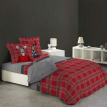 Parure de Drap + 2 taies d'oreiller Flanelle Familly Cerf