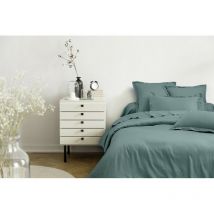 Parure de draps 3 pièces 100% 'Satin de coton Peigné' / 80 fils /cm² pour lit 90 x 190 cm - Céladon