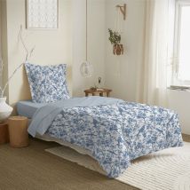 Parure de draps 3 pièces pour lit 90 x 190 cm Bérengère bleu