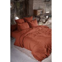 Parure de draps 4 pièces & 5 pièces 'Gaïa' Gaze de Coton - Couleur: Gaïa Terracotta - Parure de draps: Parure de draps 4 pièces (1 Drap plat 240 x