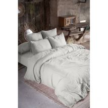 L'effet Papillon - Parure de draps 4 pièces & 5 pièces 'Gaïa' Gaze de Coton - Couleur: Gaïa Nuage - Parure de draps: Parure de draps 4 pièces (1 Drap