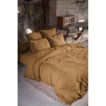 L'effet Papillon - Parure de draps 4 pièces & 5 pièces 'Gaïa' Gaze de Coton - Couleur: Gaïa Camel - Parure de draps: Parure de draps 4 pièces (1 Drap