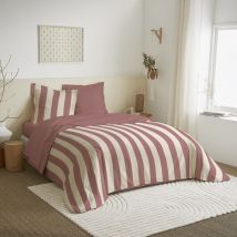 Coton Pur - Parure de draps 4 pièces pour lit 160 x 200 cm 'Grande largeur' Deauville pourpre