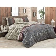 Home Collection - Parure De Lit - 1 Housse De Couette 220 X 240 Cm + 2 Taies D'Oreiller 60 X 60 Cm - 65% Coton, 35% Polyester - Gris