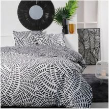 Parure de lit 2 personnes Today 240x200 cm - 100% Coton - Noir et Blanc